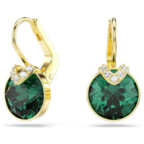 Pendientes colgantes Bella V de corte redondo, verdes, chapados en tono dorado Pendientes colgantes Bella V de corte redondo, verdes, chapados en tono dorado