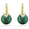 Pendientes colgantes Bella V de corte redondo, verdes, chapados en tono dorado Pendientes colgantes Bella V de corte redondo, verdes, chapados en tono dorado
