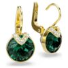 Pendientes colgantes Bella V de corte redondo, verdes, chapados en tono dorado Pendientes colgantes Bella V de corte redondo, verdes, chapados en tono dorado