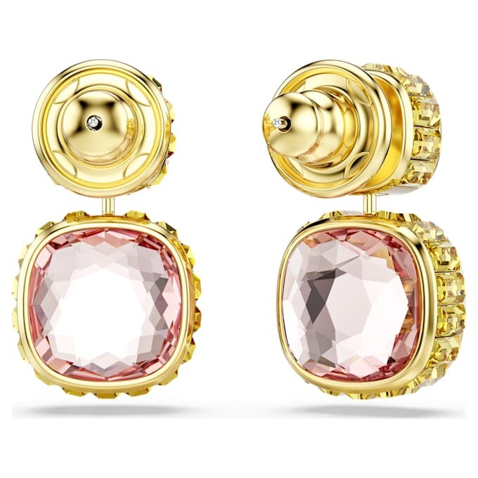 Pendientes colgantes Chroma con corte cojín, multicolores, chapados en tono dorado
