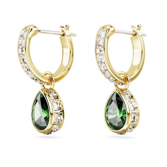 Pendientes colgantes Chroma con corte en pera, verdes, chapados en tono dorado Pendientes colgantes Chroma con corte en pera, verdes, chapados en tono dorado