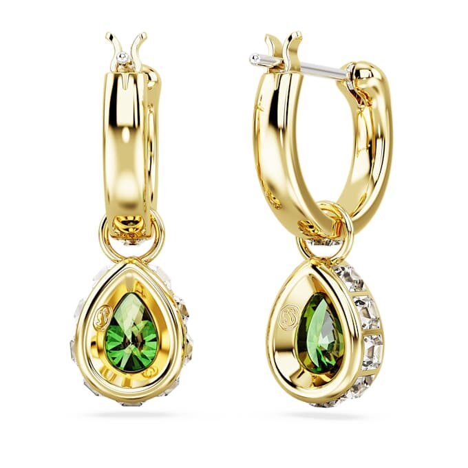 Pendientes colgantes Chroma con corte en pera, verdes, chapados en tono dorado Pendientes colgantes Chroma con corte en pera, verdes, chapados en tono dorado