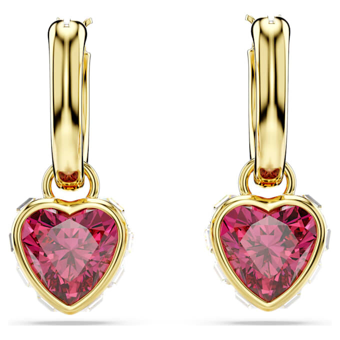 Pendientes colgantes Chroma con forma de corazón, rojos, chapados en tono dorado Pendientes colgantes Chroma con forma de corazón, rojos, chapados en tono dorado
