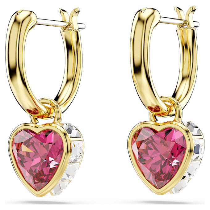 Pendientes colgantes Chroma con forma de corazón, rojos, chapados en tono dorado Pendientes colgantes Chroma con forma de corazón, rojos, chapados en tono dorado