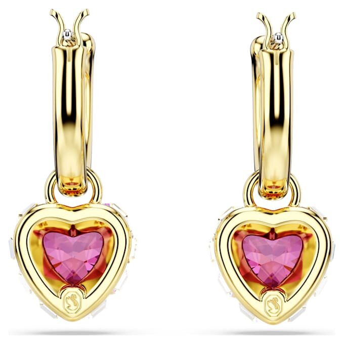 Pendientes colgantes Chroma con forma de corazón, rojos, chapados en tono dorado Pendientes colgantes Chroma con forma de corazón, rojos, chapados en tono dorado