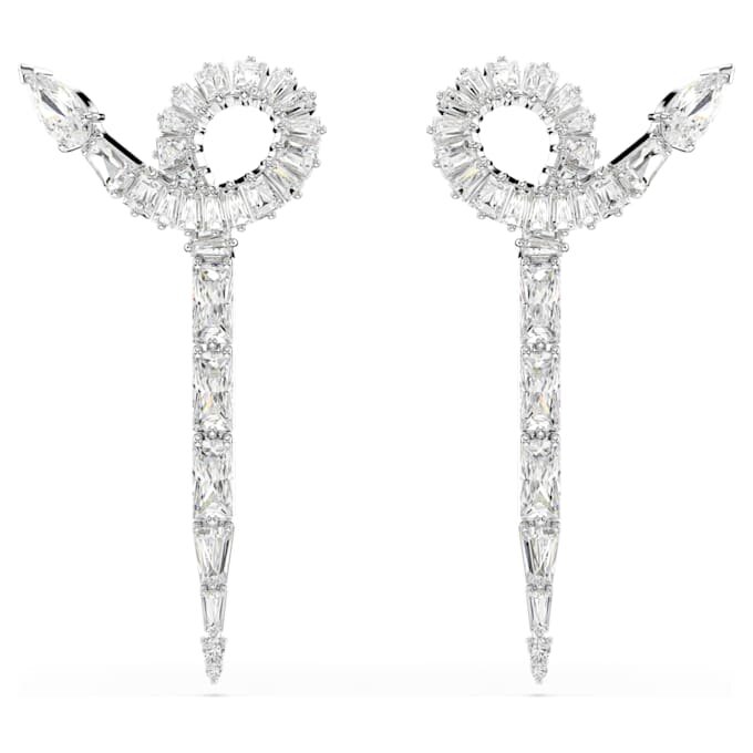 Pendientes colgantes con forma de serpiente de cortes variados, Año de la Serpiente, blancos, chapados en rodio Pendientes colgantes con forma de serpiente de cortes variados, Año de la Serpiente, blancos, chapados en rodio