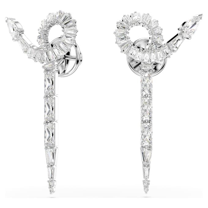 Pendientes colgantes con forma de serpiente de cortes variados, Año de la Serpiente, blancos, chapados en rodio Pendientes colgantes con forma de serpiente de cortes variados, Año de la Serpiente, blancos, chapados en rodio