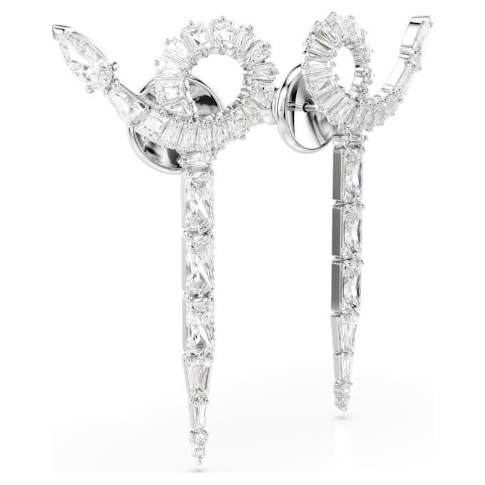 Pendientes colgantes con forma de serpiente de cortes variados, Año de la Serpiente, blancos, chapados en rodio Pendientes colgantes con forma de serpiente de cortes variados, Año de la Serpiente, blancos, chapados en rodio