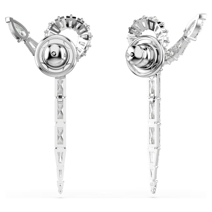 Pendientes colgantes con forma de serpiente de cortes variados, Año de la Serpiente, blancos, chapados en rodio Pendientes colgantes con forma de serpiente de cortes variados, Año de la Serpiente, blancos, chapados en rodio