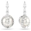 Pendientes colgantes con forma de serpiente, perla de cristal, cortes variados, Año de la Serpiente, blanco, chapado en rodio Pendientes colgantes con forma de serpiente, perla de cristal, cortes variados, Año de la Serpiente, blanco, chapado en rodio