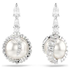 Pendientes colgantes con forma de serpiente, perla de cristal, cortes variados, Año de la Serpiente, blanco, chapado en rodio