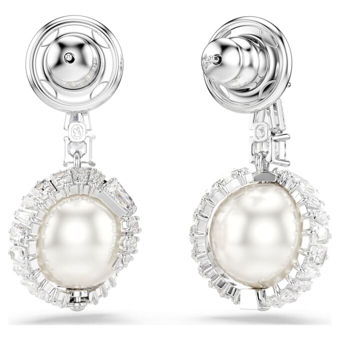 Pendientes colgantes con forma de serpiente, perla de cristal, cortes variados, Año de la Serpiente, blanco, chapado en rodio Pendientes colgantes con forma de serpiente, perla de cristal, cortes variados, Año de la Serpiente, blanco, chapado en rodio