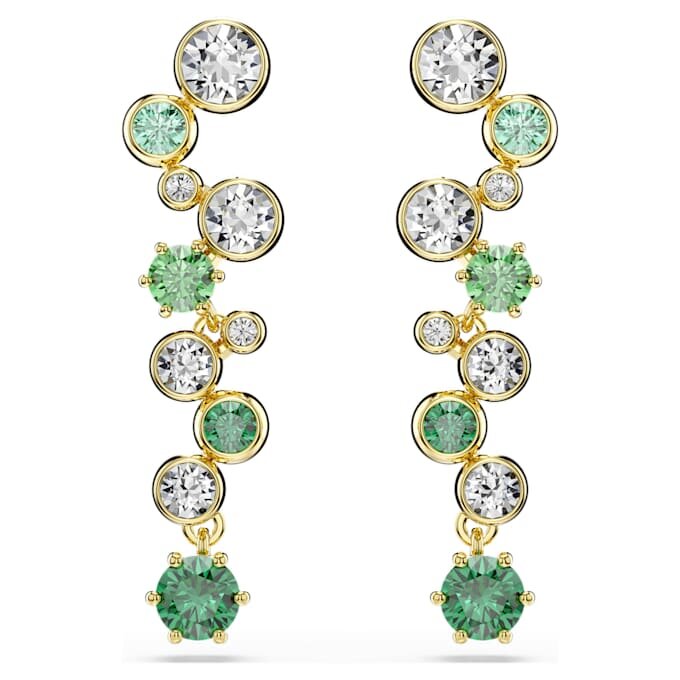 Pendientes colgantes Constella con cortes variados, verdes, chapados en tono dorado Pendientes colgantes Constella con cortes variados, verdes, chapados en tono dorado