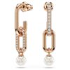 Pendientes colgantes Constella con perla de cristal, talla redonda, blancos, chapados en tono oro rosa