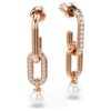 Pendientes colgantes Constella con perla de cristal, talla redonda, blancos, chapados en tono oro rosa