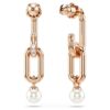 Pendientes colgantes Constella con perla de cristal, talla redonda, blancos, chapados en tono oro rosa