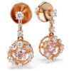 Pendientes colgantes Constella, corte redondo, piedra danzante, rosa, chapados en tono oro rosa Pendientes colgantes Constella, corte redondo, piedra danzante, rosa, chapados en tono oro rosa