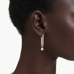 Pendientes colgantes Constella de corte redondo, blancos, chapados en oro