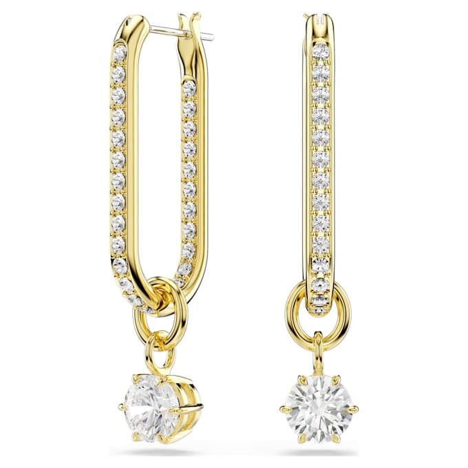 Pendientes colgantes Constella de corte redondo, blancos, chapados en oro Pendientes colgantes Constella de corte redondo, blancos, chapados en oro
