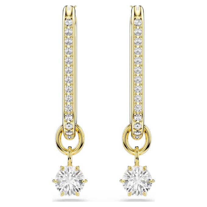 Pendientes colgantes Constella de corte redondo, blancos, chapados en oro Pendientes colgantes Constella de corte redondo, blancos, chapados en oro