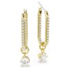 Pendientes colgantes Constella de corte redondo, blancos, chapados en oro Pendientes colgantes Constella de corte redondo, blancos, chapados en oro