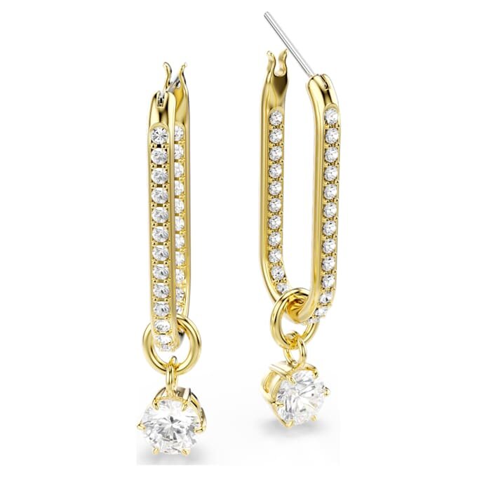 Pendientes colgantes Constella de corte redondo, blancos, chapados en oro Pendientes colgantes Constella de corte redondo, blancos, chapados en oro
