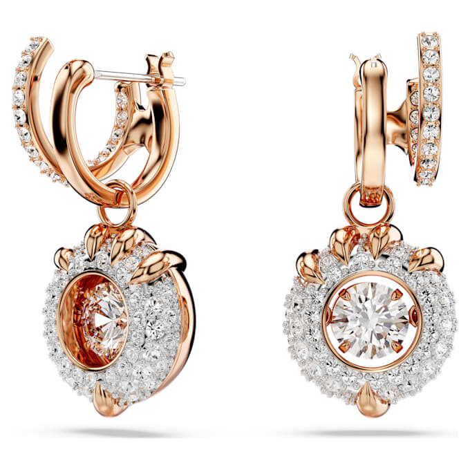 Pendientes colgantes de dragón y fénix con garra de dragón, blancos, chapados en tono oro rosa Pendientes colgantes de dragón y fénix con garra de dragón, blancos, chapados en tono oro rosa