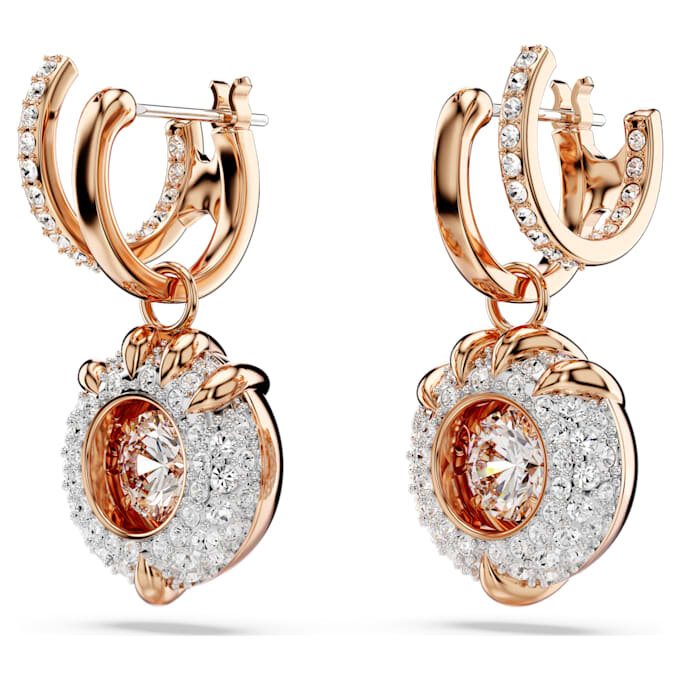 Pendientes colgantes de dragón y fénix con garra de dragón, blancos, chapados en tono oro rosa Pendientes colgantes de dragón y fénix con garra de dragón, blancos, chapados en tono oro rosa