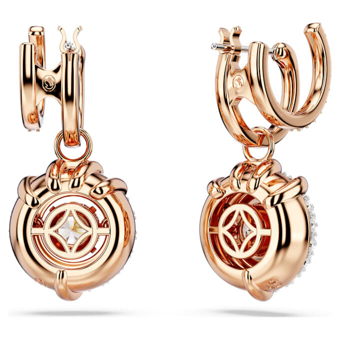Pendientes colgantes de dragón y fénix con garra de dragón, blancos, chapados en tono oro rosa Pendientes colgantes de dragón y fénix con garra de dragón, blancos, chapados en tono oro rosa