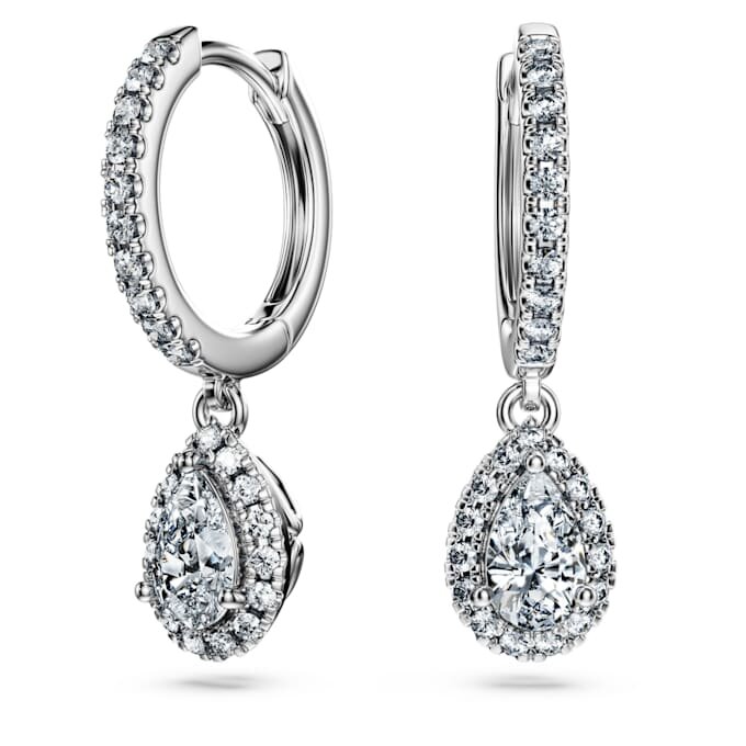 Pendientes colgantes «Eternity» con diamantes cultivados en laboratorio, 1,25 quilates en total, forma de pera, oro blanco de 14 quilates Pendientes colgantes «Eternity» con diamantes cultivados en laboratorio, 1,25 quilates en total, forma de pera, oro blanco de 14 quilates