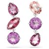 Pendientes colgantes Gema con cortes variados, rosa, chapados en rodio Pendientes colgantes Gema con cortes variados, rosa, chapados en rodio
