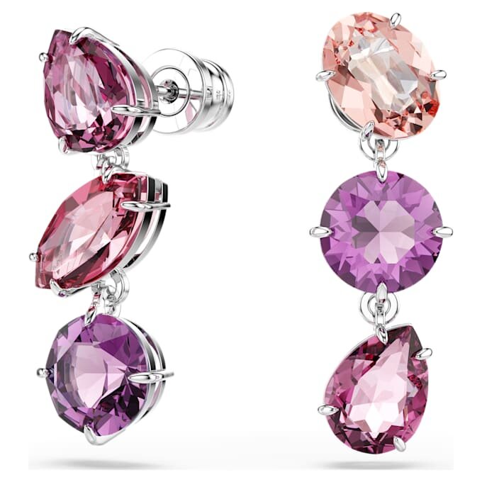Pendientes colgantes Gema con cortes variados, rosa, chapados en rodio Pendientes colgantes Gema con cortes variados, rosa, chapados en rodio