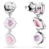 Pendientes colgantes Gema con cortes variados, rosa, chapados en rodio Pendientes colgantes Gema con cortes variados, rosa, chapados en rodio