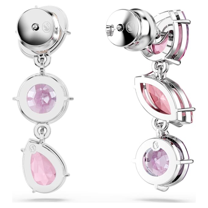 Pendientes colgantes Gema con cortes variados, rosa, chapados en rodio Pendientes colgantes Gema con cortes variados, rosa, chapados en rodio