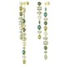 Pendientes colgantes Gema: diseño asimétrico, cortes variados, extralargos, verdes, chapados en tono dorado Pendientes colgantes Gema: diseño asimétrico, cortes variados, extralargos, verdes, chapados en tono dorado