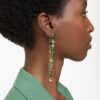 Pendientes colgantes Gema: diseño asimétrico, cortes variados, extralargos, verdes, chapados en tono dorado Pendientes colgantes Gema: diseño asimétrico, cortes variados, extralargos, verdes, chapados en tono dorado