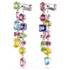 Pendientes colgantes Gema: diseño asimétrico, cortes variados, largos, multicolores, chapados en rodio Pendientes colgantes Gema: diseño asimétrico, cortes variados, largos, multicolores, chapados en rodio