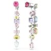 Pendientes colgantes Gema: diseño asimétrico, cortes variados, largos, multicolores, chapados en rodio Pendientes colgantes Gema: diseño asimétrico, cortes variados, largos, multicolores, chapados en rodio