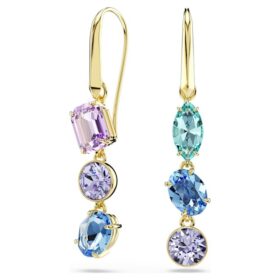 Pendientes colgantes Gema: diseño asimétrico, cortes variados, multicolores, chapados en tono dorado