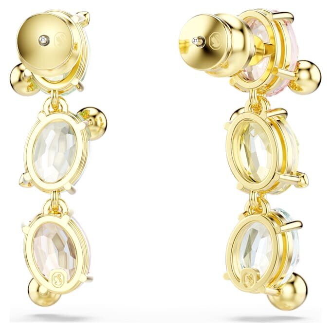Pendientes colgantes Gema: diseño asimétrico, cortes variados, multicolores, chapados en tono dorado Pendientes colgantes Gema: diseño asimétrico, cortes variados, multicolores, chapados en tono dorado