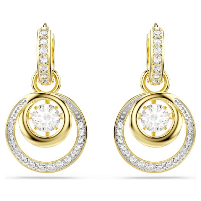 Pendientes colgantes Hyperbola de corte redondo, blancos, chapados en tono dorado Pendientes colgantes Hyperbola de corte redondo, blancos, chapados en tono dorado