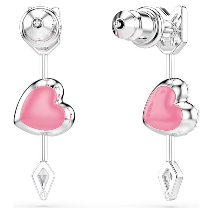 Pendientes colgantes Idyllia con cortes variados, corazón con flecha, blancos, chapados en rodio Pendientes colgantes Idyllia con cortes variados, corazón con flecha, blancos, chapados en rodio