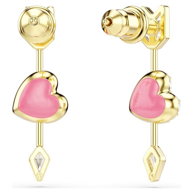 Pendientes colgantes Idyllia con cortes variados, corazón con flecha, blancos, chapados en tono dorado Pendientes colgantes Idyllia con cortes variados, corazón con flecha, blancos, chapados en tono dorado