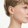 Pendientes colgantes Idyllia con ear cuff de cortes variados, corazón con llave, rosa, chapados en tono dorado Pendientes colgantes Idyllia con ear cuff de cortes variados, corazón con llave, rosa, chapados en tono dorado