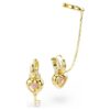 Pendientes colgantes Idyllia con ear cuff de cortes variados, corazón con llave, rosa, chapados en tono dorado Pendientes colgantes Idyllia con ear cuff de cortes variados, corazón con llave, rosa, chapados en tono dorado