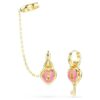 Pendientes colgantes Idyllia con ear cuff de cortes variados, corazón con llave, rosa, chapados en tono dorado Pendientes colgantes Idyllia con ear cuff de cortes variados, corazón con llave, rosa, chapados en tono dorado