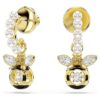 Pendientes colgantes Idyllia con perlas de cristal, cortes variados, abeja, multicolores, chapados en tono dorado Pendientes colgantes Idyllia con perlas de cristal, cortes variados, abeja, multicolores, chapados en tono dorado