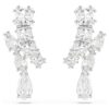 Pendientes colgantes Matrix con cortes variados, blancos, chapados en rodio Pendientes colgantes Matrix con cortes variados, blancos, chapados en rodio