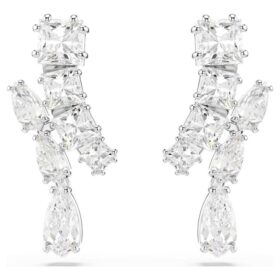 Pendientes colgantes Matrix con cortes variados, blancos, chapados en rodio