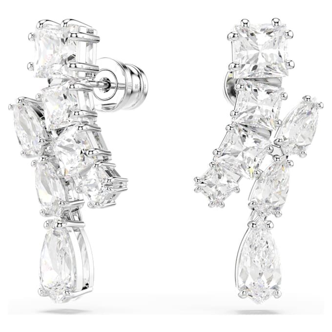 Pendientes colgantes Matrix con cortes variados, blancos, chapados en rodio Pendientes colgantes Matrix con cortes variados, blancos, chapados en rodio